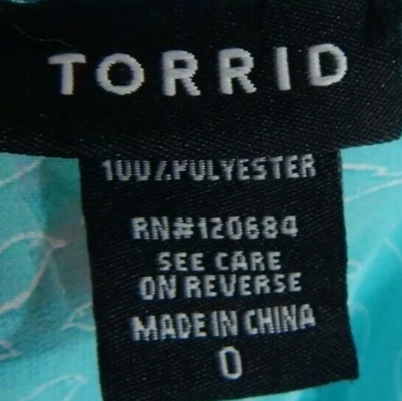 Torrid Sheer Blue Bird Print Blouse - Picture 4 of 4